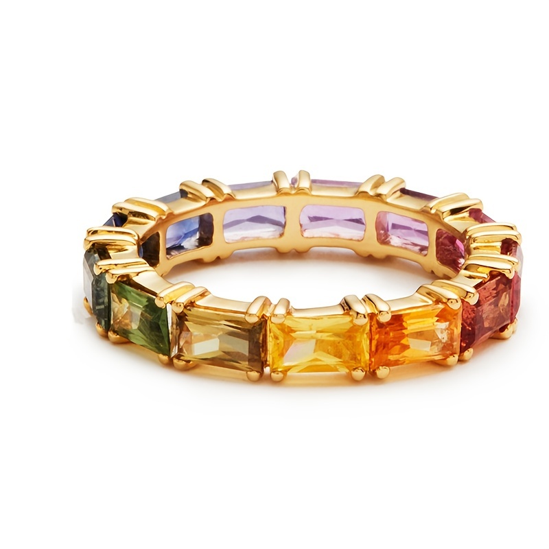Multicolor Cubic Zirconia Circle Golden Plated Ring