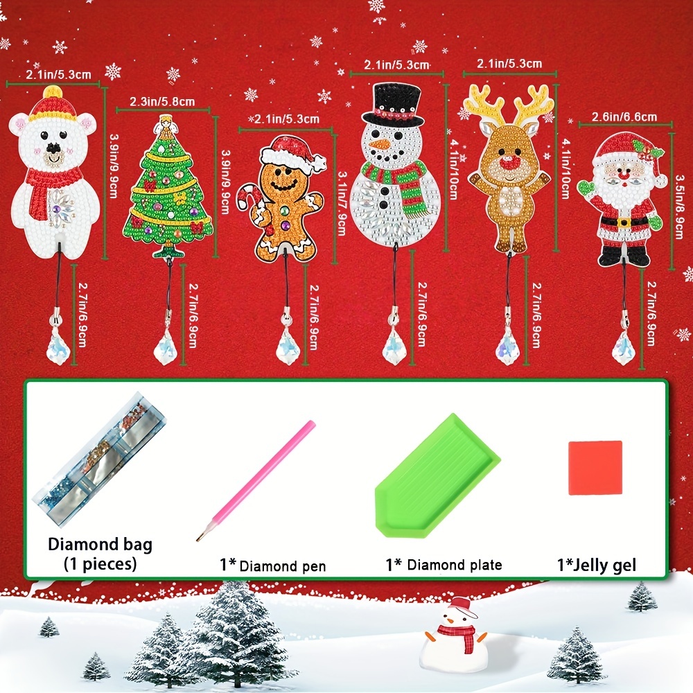2PCS Diamond Painting Bookmarks Santa Special Shape Crystal Painting  Bookmark Snowman Christmas for Adults Kids Crafts Supplies