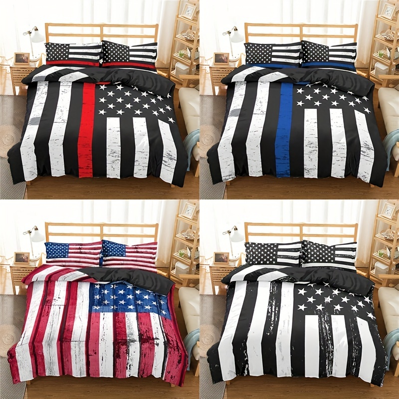 2/3pcs National Flag Print Duvet Cover Set (1 Duvet Cover + 1/2 Pillowcase), Skin-Friendly Bedding Set For Bedroom Dorm Room