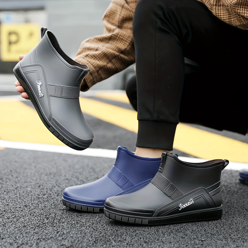 Men's Stylish Low Top Rain Boots, Non-slip Wear-resistant Waterproof Rain  Shoes For Outdoor Working Fishing, All Seasons