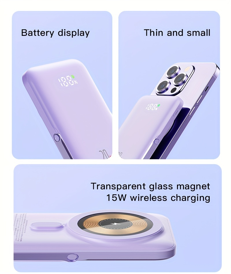 Magnetic Wireless Power Bank 10000mah Wireless Portable - Temu