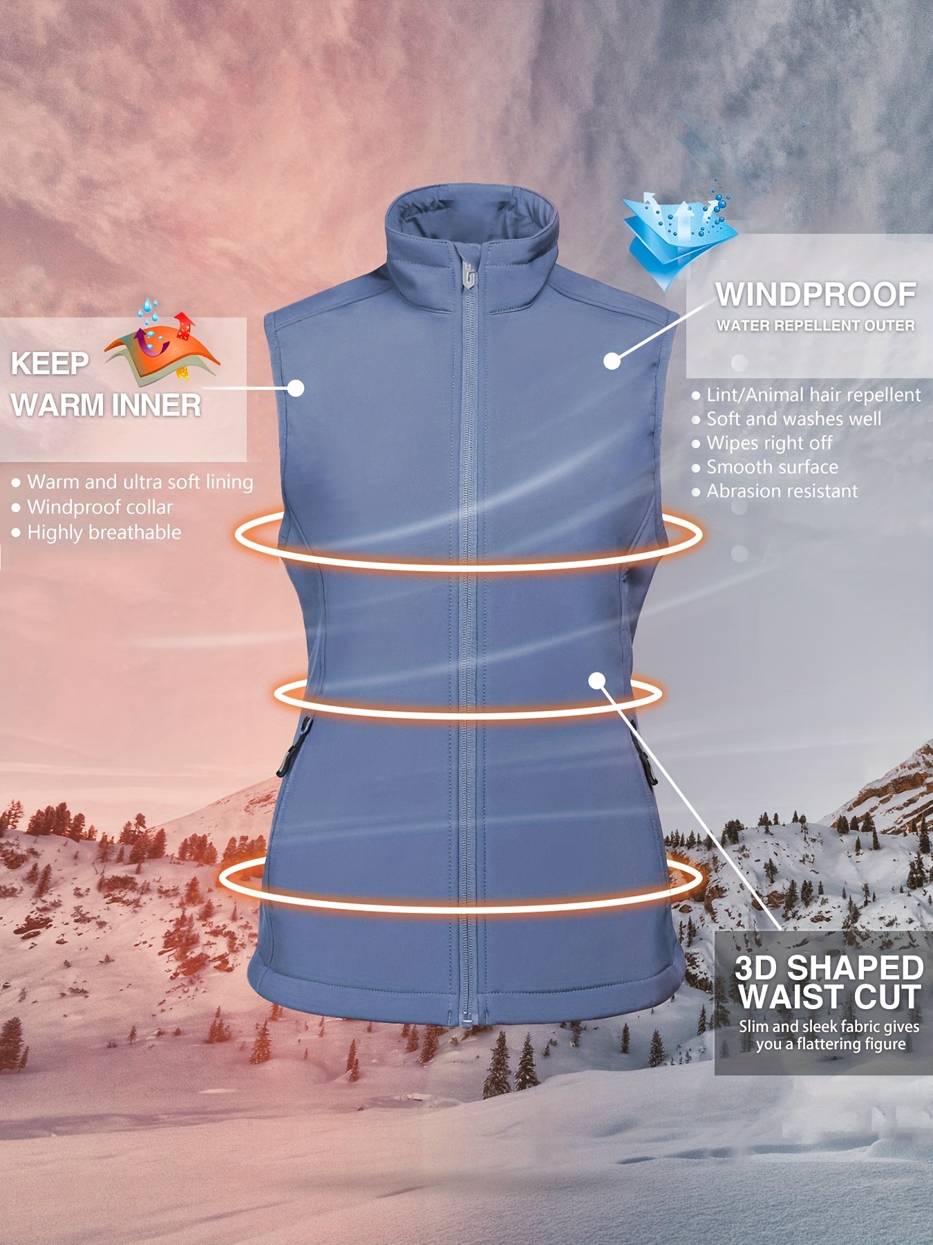 Pantalones de esquí de nieve con forro polar Softshell Repellent para