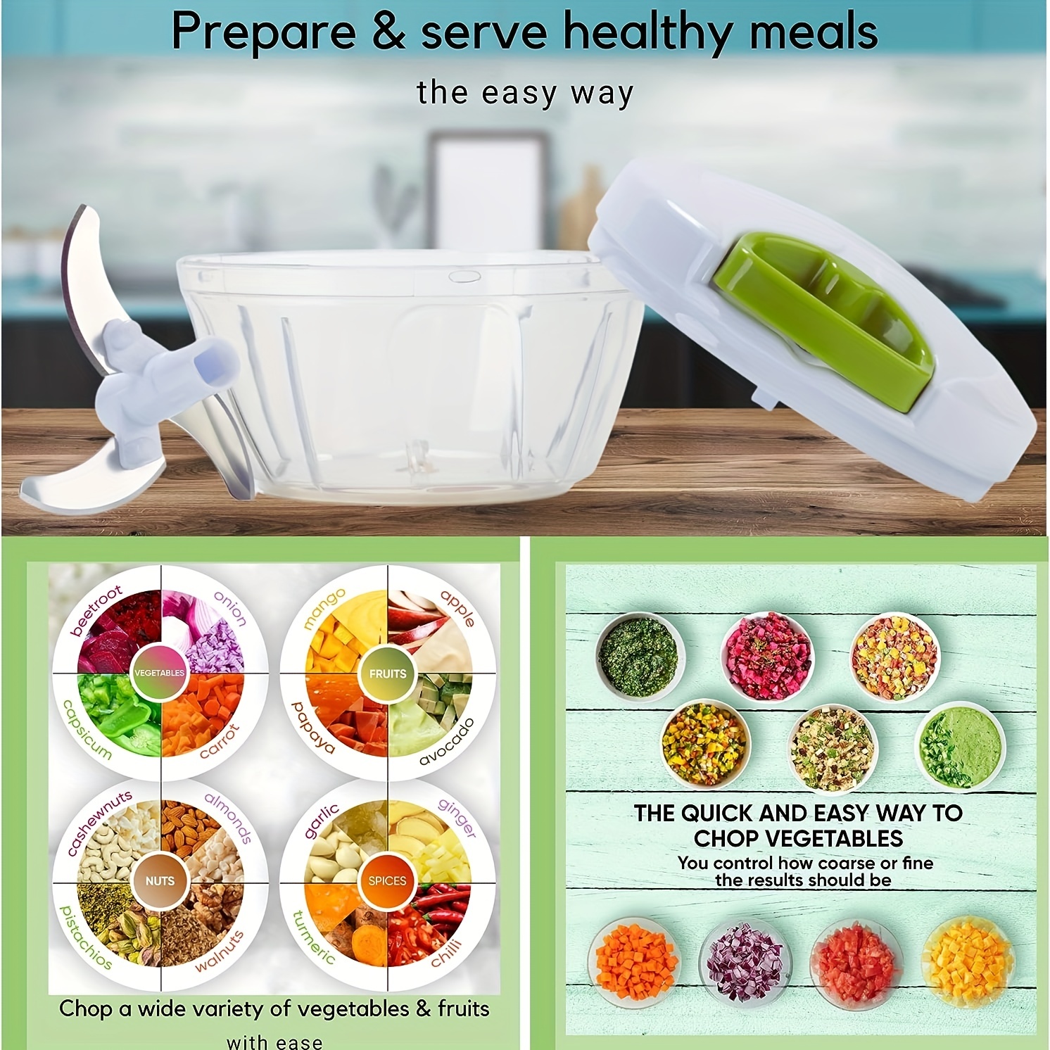 1pc Handheld Vegetable Chopper, Ideal For Fruits, Vegetables