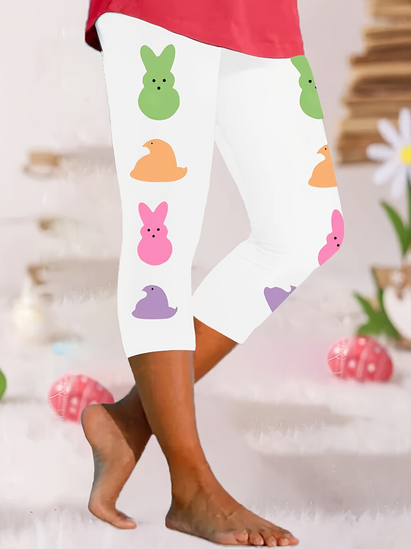 Susanny Easter Leggings for Women Bunny Plus Size Egg Rabbit High