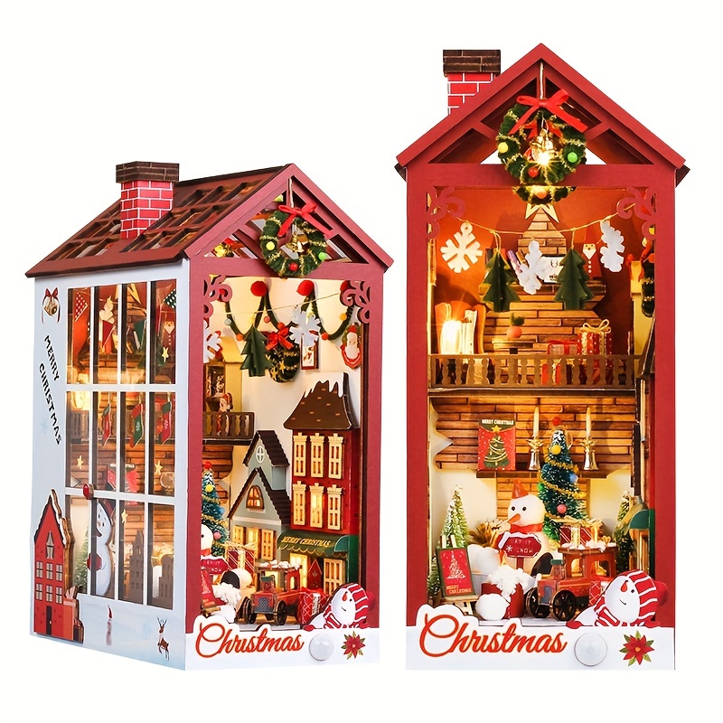 Diy Dollhouse Christmas Gift Kit Luminous Miniature House - Temu