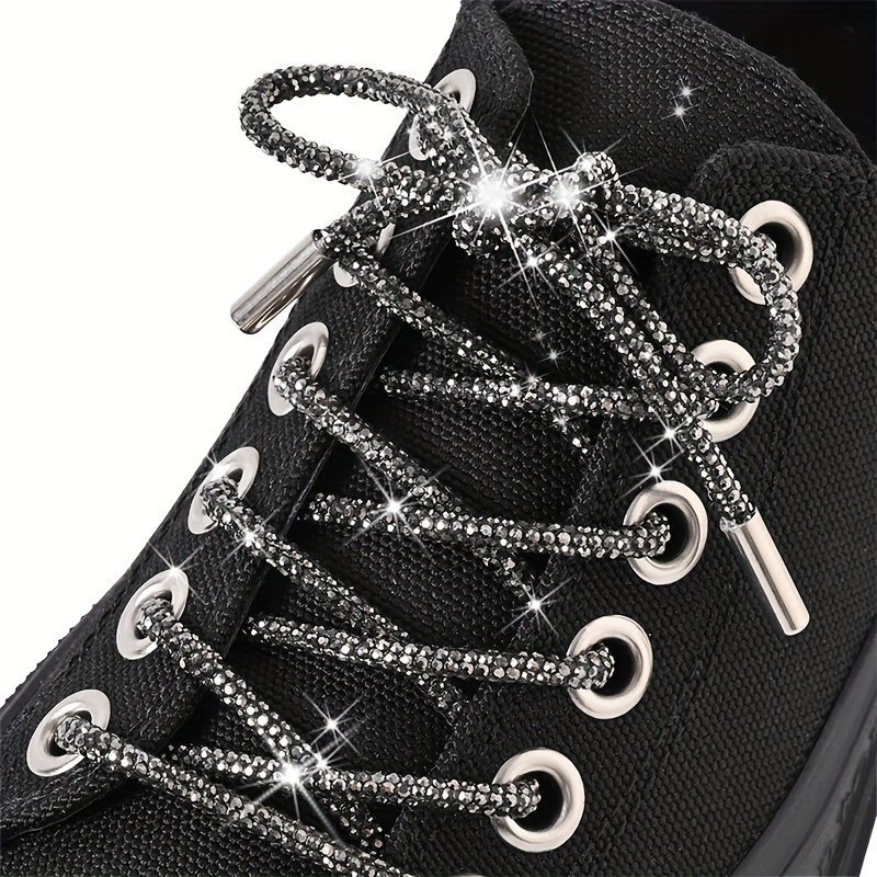 4pcs/2pairs Rhinestone Shoe Laces Crystal Glitter Rope Bling Shiny Round Shoelaces for Sneakers,Temu