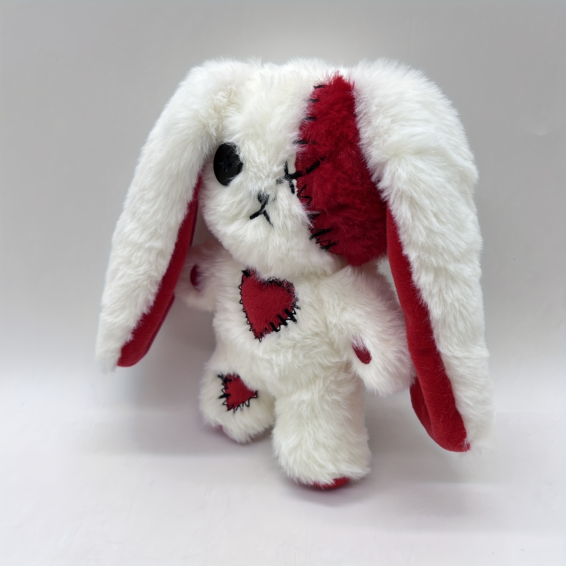  LKMYHY 12in Creepy Goth Bunny Plush Crazy Rabbit Plushie Toys,  Spooky Bunny Stuffed Animal Doll for Halloween Easter Christmas Birthday  Gift (White) : Toys & Games