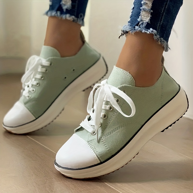 Lace Up Canvas Sneakers Fashion Low Top Slip On Casual Comfortable Walking  Shoes for Women Girls - Walmart.com