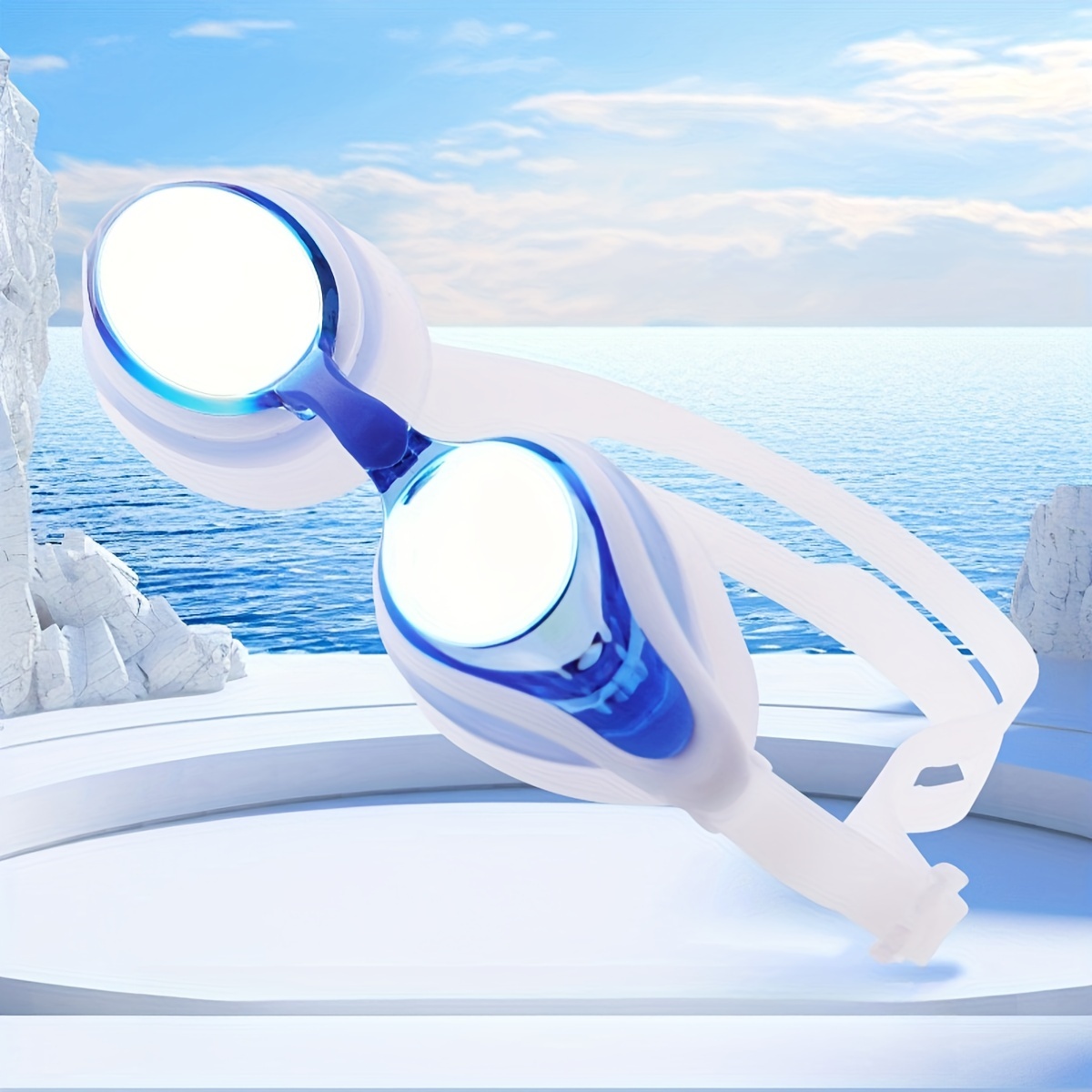 Unisex Swimming Goggles Adjustable Strap Protección Uv Anti - Temu
