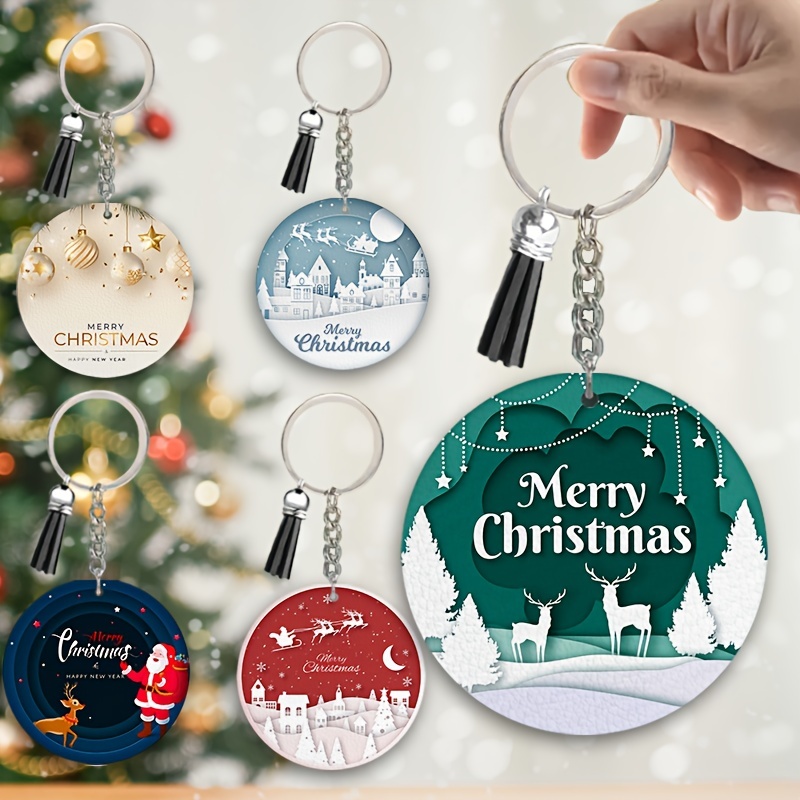 Temu 1pc, Acrylic Keychain Blank with Key Rings Tassels Key Chain for Craft, Bulk Keychain Rings, Acrylic Keychain Rings, Key Chain Kit Christmas Party