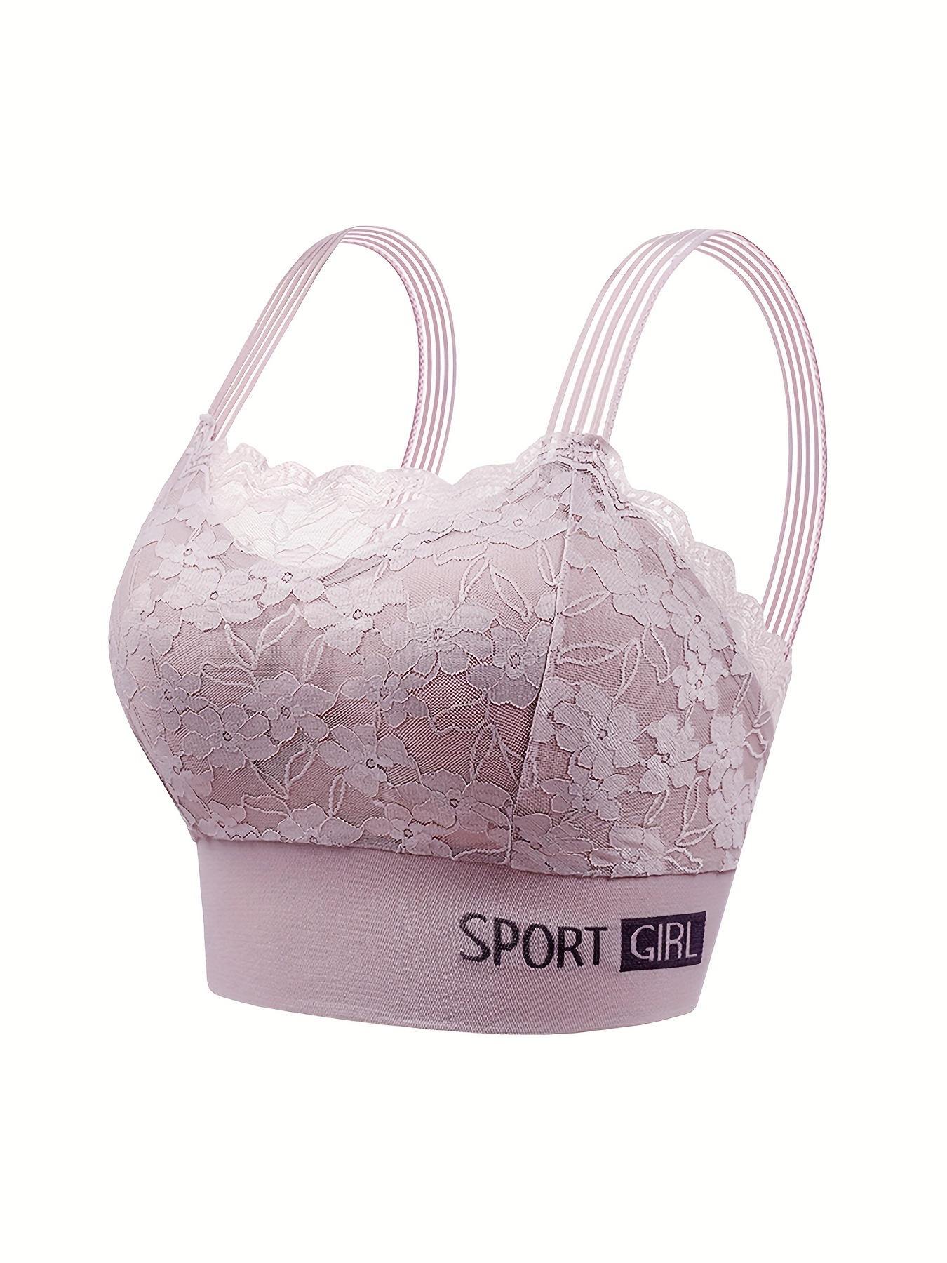 Lace Decor Comfortable Push Sports Bra Without Steel Rings - Temu