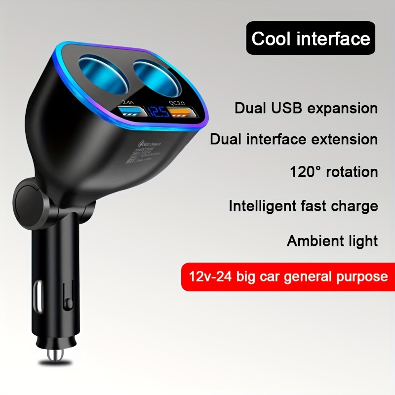  USB Car Charger Splitter Adapter, 120W 12V/24V 4-Socket  Cigarette Lighter Adapter with 3pcs USB QC3.0 Car Charger Socket Quick  Charge for GPS, Dash Cam, Sat Nav, Phone, iPad : Cell Phones