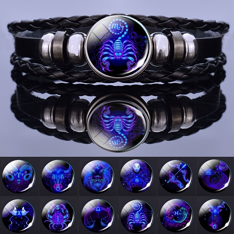 12 Constellation Luminous Bracelet, Unisex Layered Woven