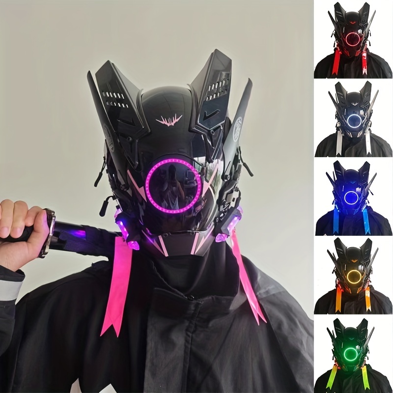 LED Cyberpunk Mask Fashion Cool Science Fiction Mechanical Mask Halloween  Costume Mask Music Festival Party Adult Gifts
