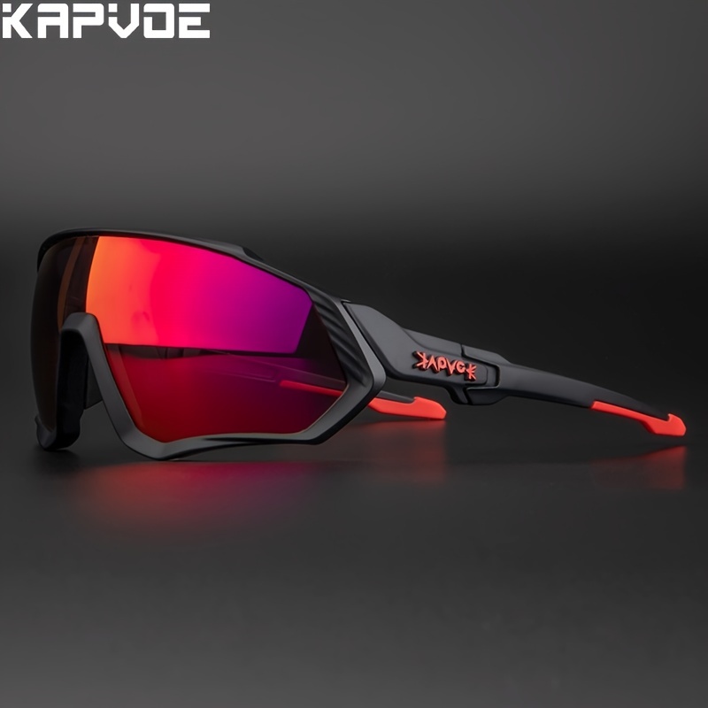  KAPVOE Gafas de ciclismo polarizadas unisex, 3 lentes  intercambiables, marco TR90, almohadilla de nariz ajustable, protección  UV400, rojo : Deportes y Actividades al Aire Libre