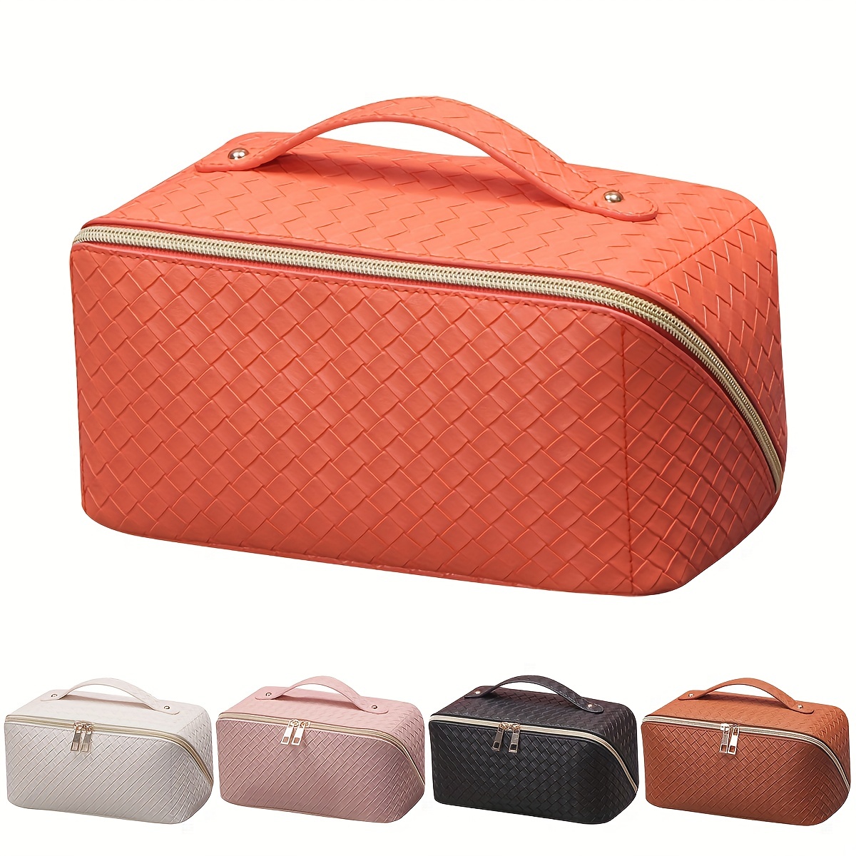  Cosmetic Travel Bag Checkered Makeup Bags For Women  Hand-Portable PU Leather Waterproof Cosmetic Bag with Adjustable Dividers Toiletry  bag Artist Storage Bag (Checkered) : Beauty & Personal Care
