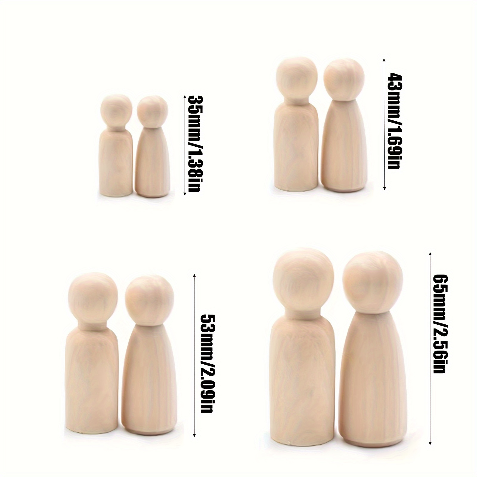 Blank Wooden Peg Dolls Angel Peg Dolls Diy Natural Wooden - Temu