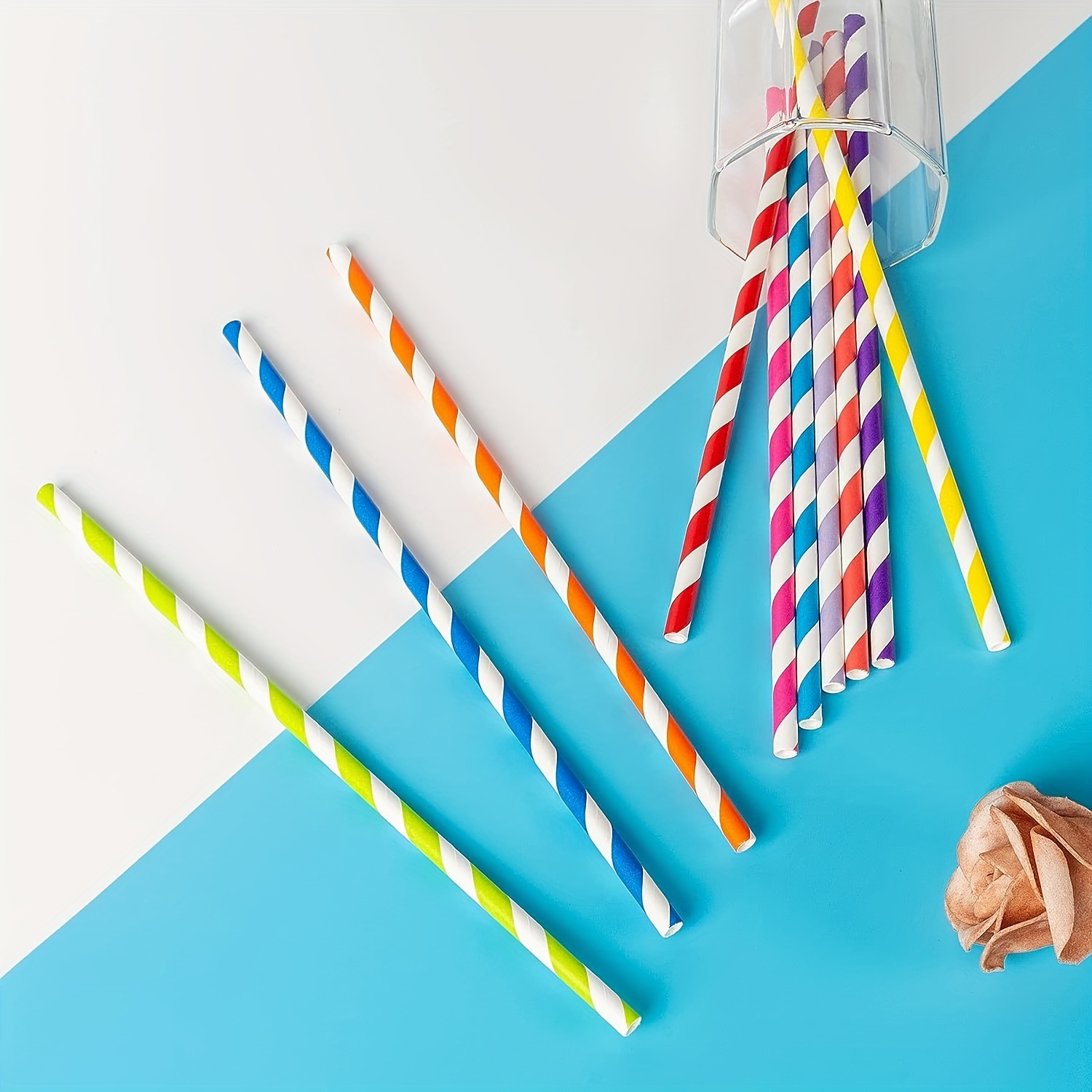 50 Yellow Biodegradable Paper Straws for Cocktails, Milkshakes, Coffee