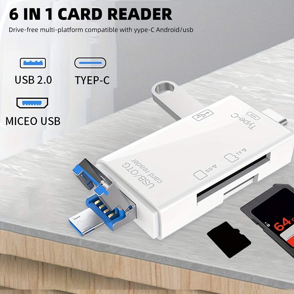 Lecteur de cartes MicroSD et adaptateurs OTG vers Micro-USB et USB-C, Multi-formats
