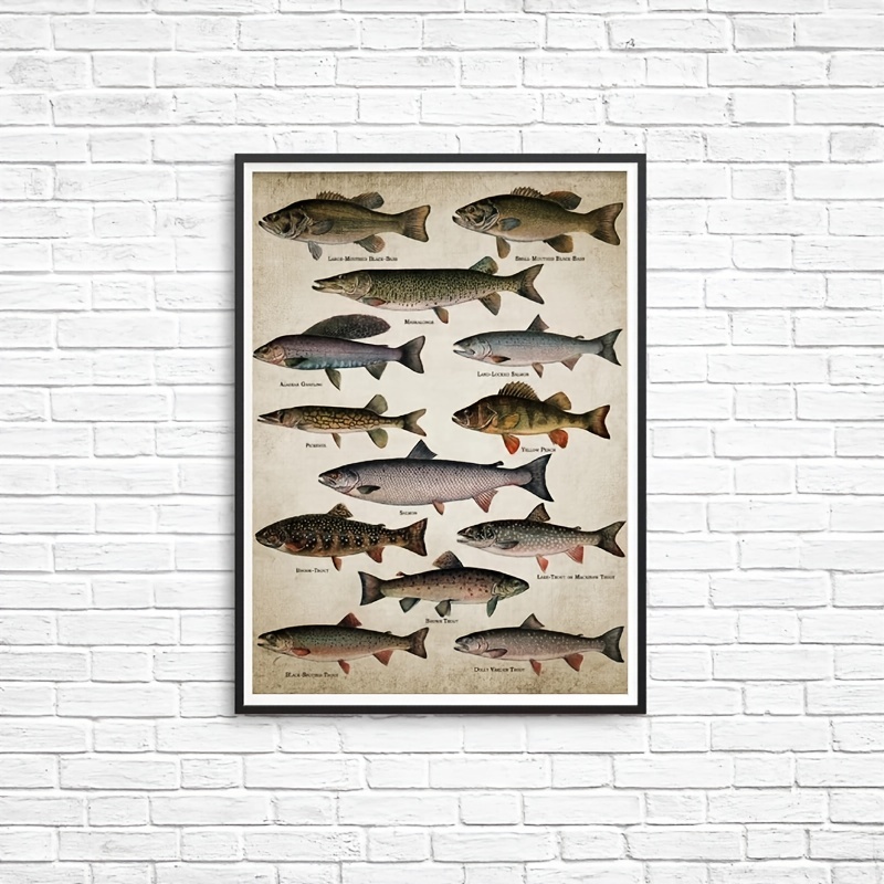 1pc Canvas Poster, Fishing Angling Breeds Of Fish Freshwater Fish Wall Art  Decor, For Living Room Wall Decor, Bedroom Wall Decor, Office Kitchen Wall