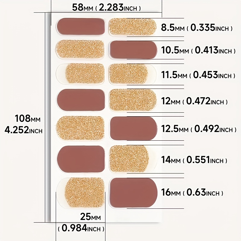 Bronze Nail Polish Stickers Self Adhesive Decal Strips Manicure Kit