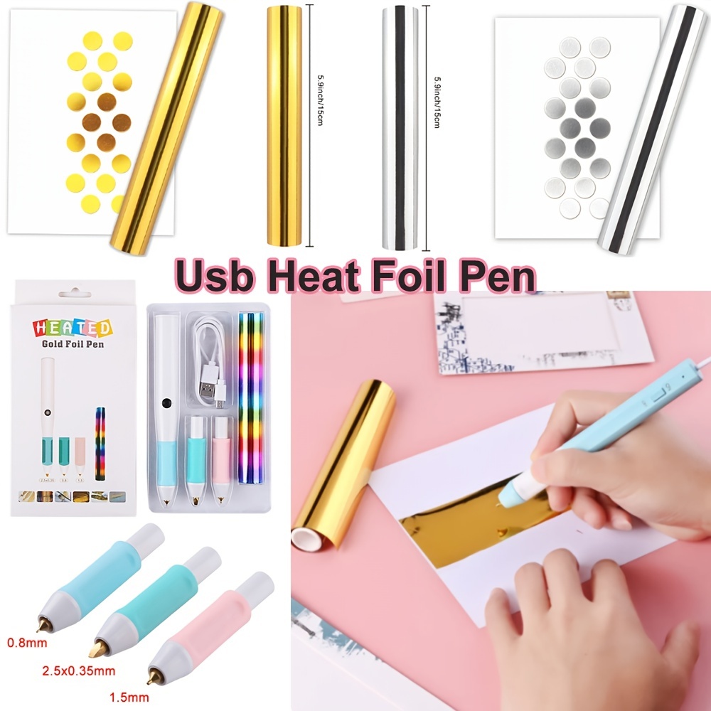 Interchange Heating Hot Stamping Pen 2.5mm/1.5mm/0.8mm Usb Heat-resistant  Grip For Shining Handwritten Freestyle Heat Foil Pens - Cutting Dies -  AliExpress