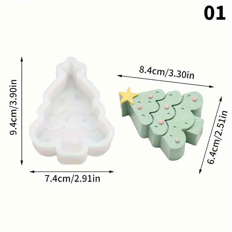 5Pcs Christmas Tree 3D Silicone Candle Mold,christmas Candle Making Molds  Silicone Shapes,christmas Silicone Mold for DIY Resin Candle Wax Soap Art