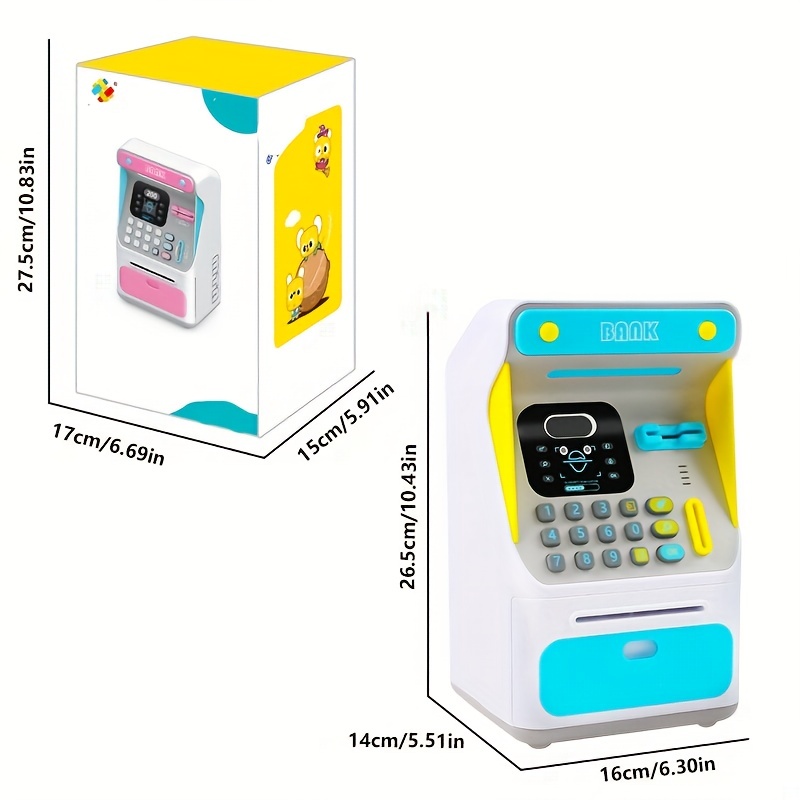 Hucha de ahorro de cajeros automáticos mejorada 2023 para dinero real para  niños y adultos, cajero automático personal rosa con tarjeta de débito