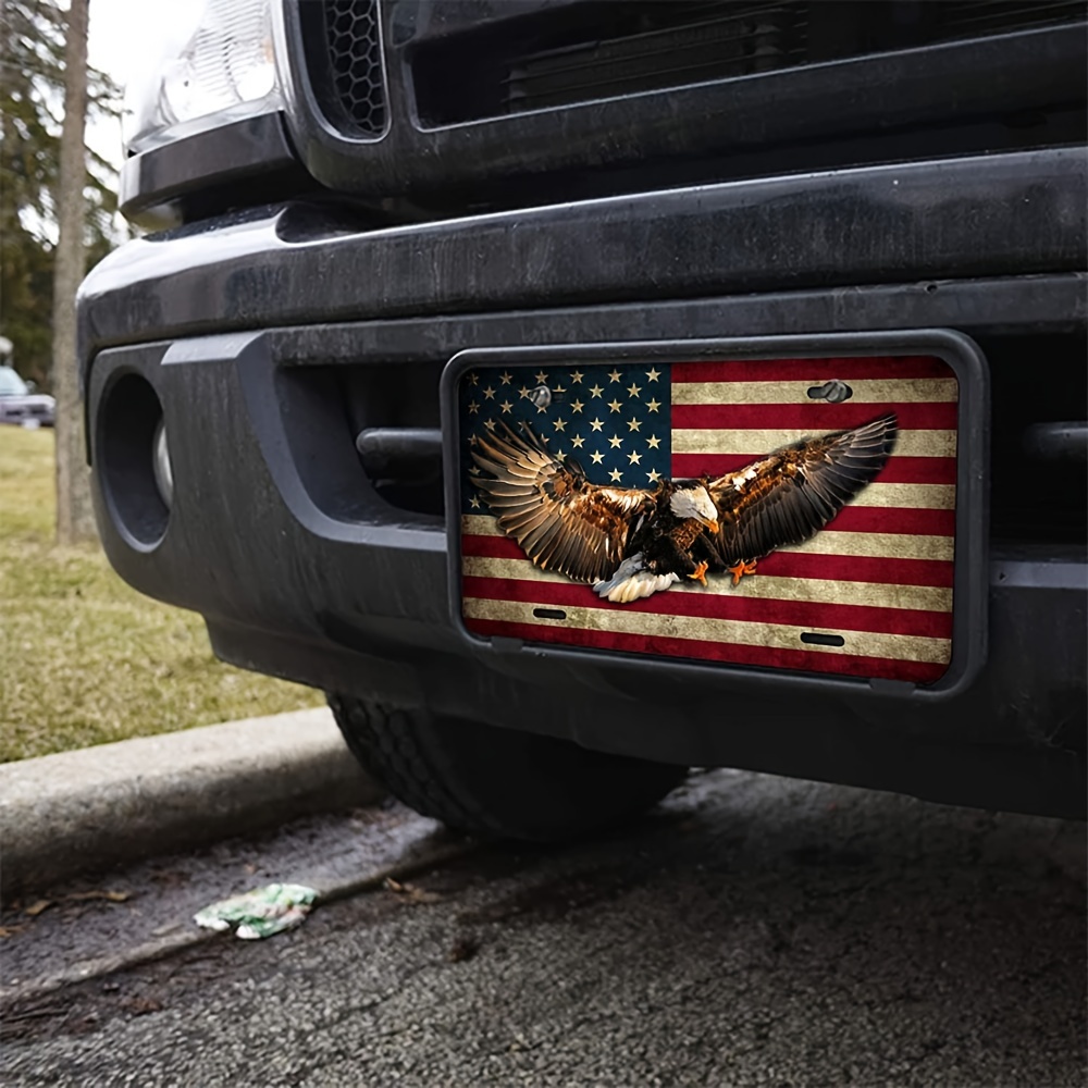 Car Tag Plate Aluminum American Patriotic Eagle License Plate Teal With 4  Holes Car Accessories For Men Women - Temu