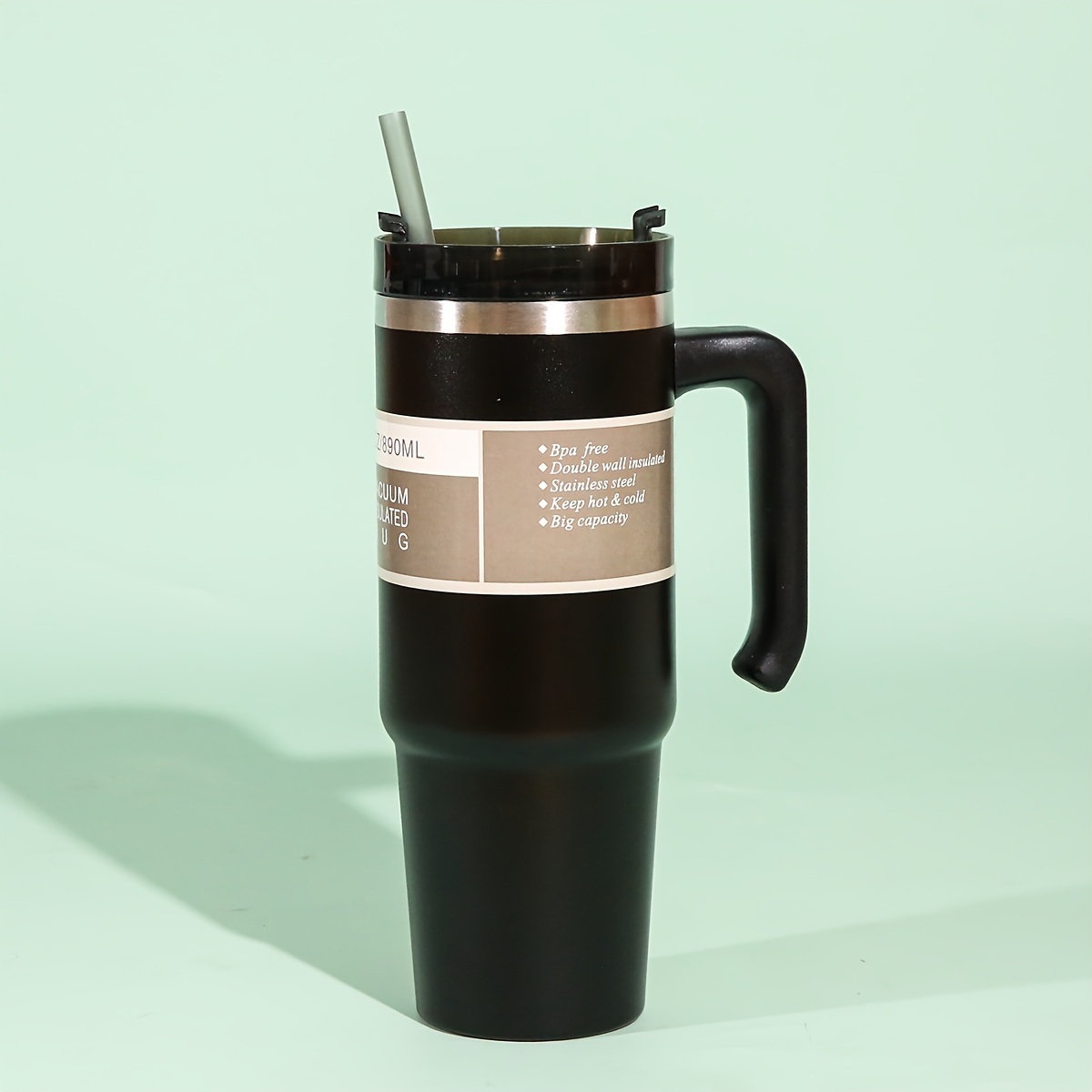1pc 30oz Stainless Steel Insulated Cup With Straw, Suitable For Cold/hot  Drinks, , Car, Office