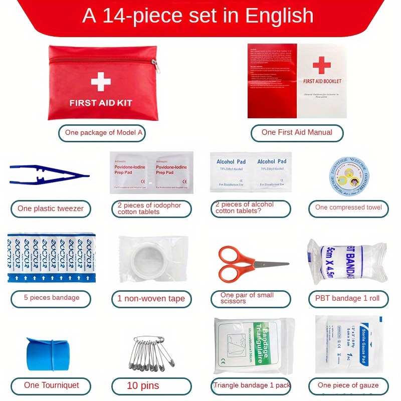 1pc First Aid Kit, Camping Travel Car First Aid Kit, Portable Medical Kit  Health Box, Outdoor Adventure Multi-purpose Emergency Supplies Bag And Basic