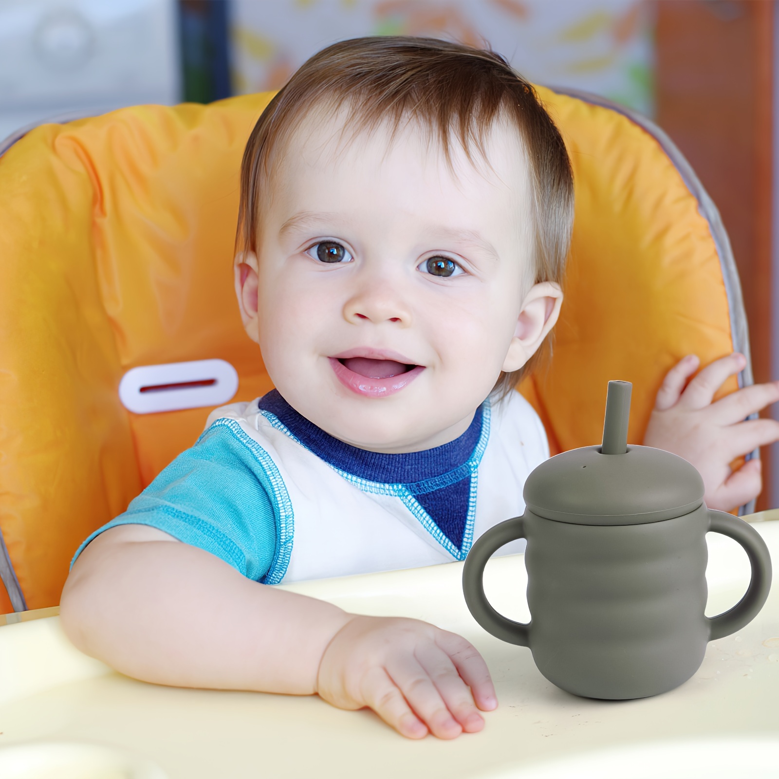 Vaso de silicona para bebé, con tapas y , grado alimenticio