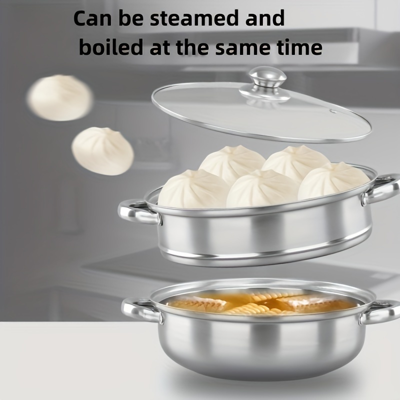 Three layer Stainless Steel Steamer Pot With Steamer Insert - Temu