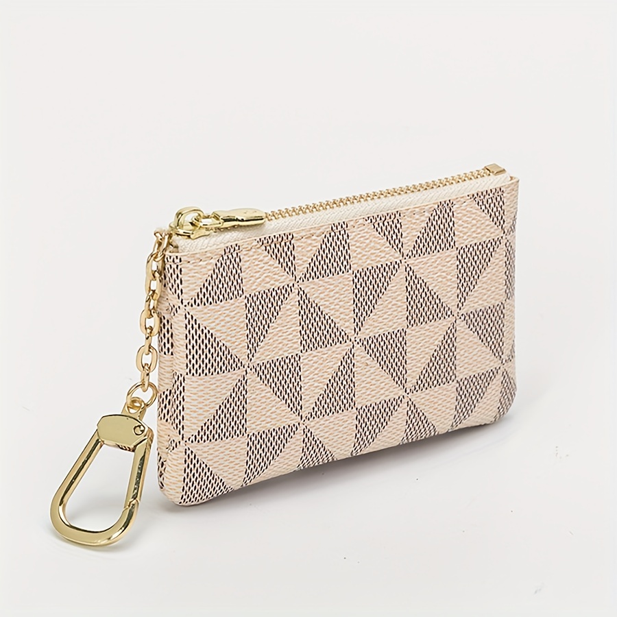 Mini Geometric Pattern Coin Purse, Zipper Clutch Carry On Bag With Keychain,  Pu Leather Wallet - Temu