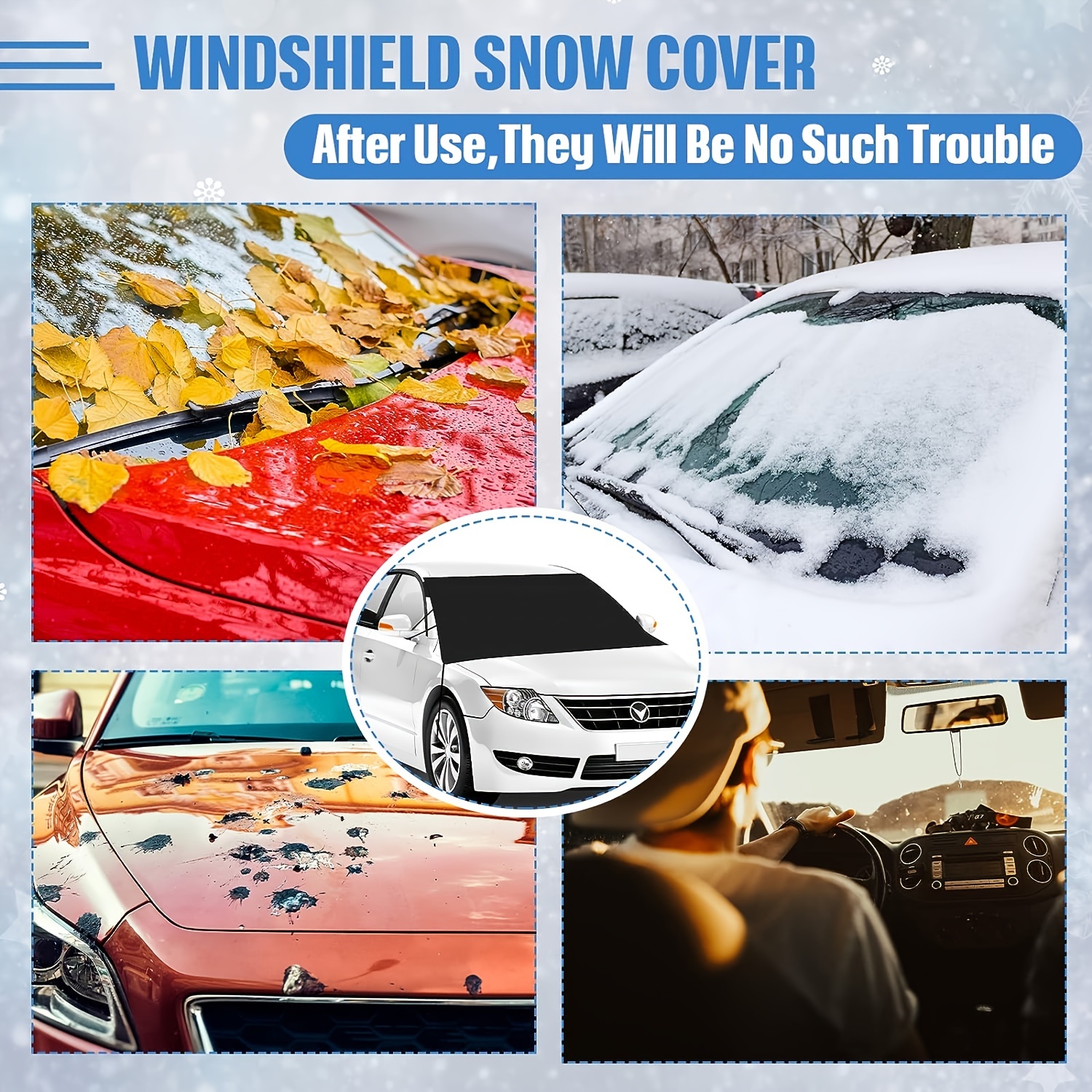 Windschutzscheibenabdeckung für Eis und Schnee, Auto-Windschutzscheibe  Schneedeckschichtschutz für Schnee, Eis, UV, Frostwischer & Spiegelschutz