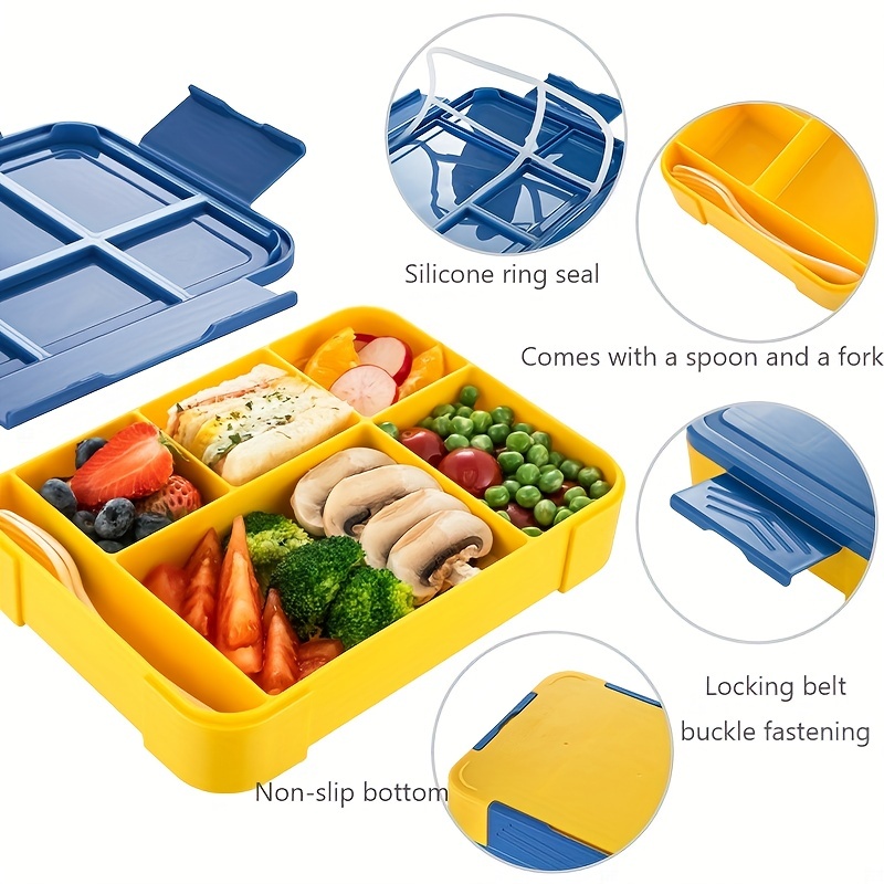 Four Cell Plastic Lunch Box, Thickened Sealing Student Office