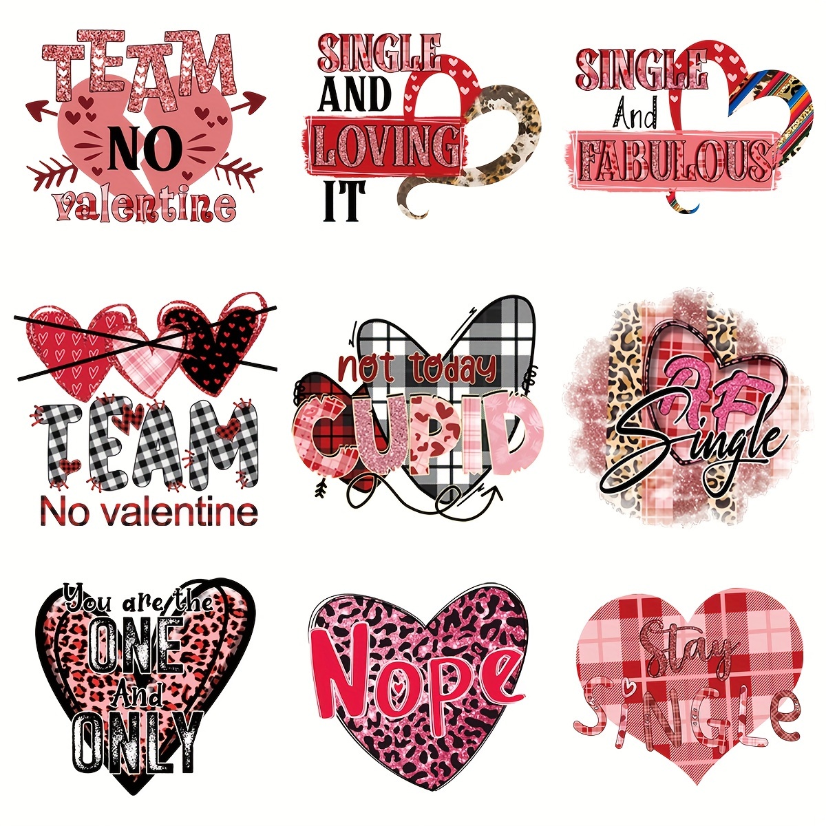  Valentines's Day Iron on Transfers Stickers - Valentines Decor  Iron on Decals Pink Red Heart Gnome Heat Transfer Vinyl Iron on Patches for  T Shirts Pillow Hoodie DIY Craft Appliques(W40) 