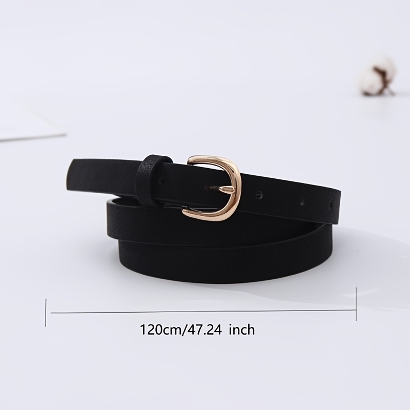 Gold Buckle Women Belts PU Leather Thin Jeans Waist Belts White