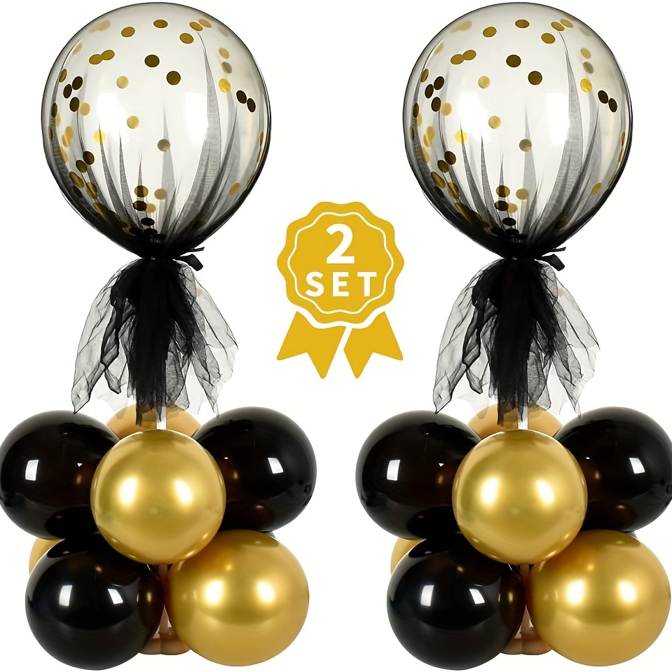 AULE Decoraciones de globos negros para fiesta, paquete de 6, globos negros  metálicos 4D gigantes de 22 pulgadas, globos de esfera de aluminio