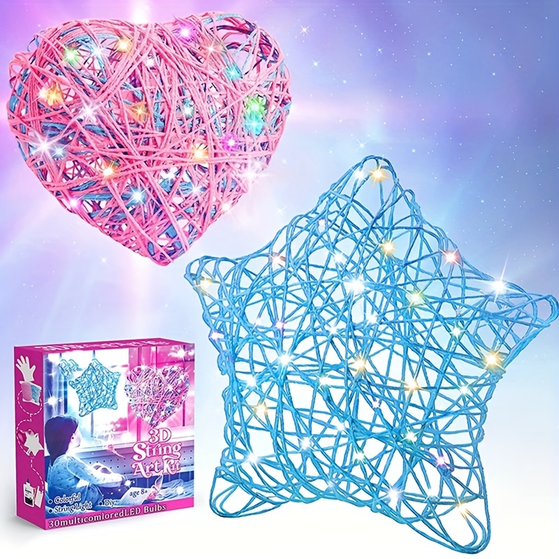 Crafts Art Kit For Kids,3d String Art Kit With Glowing Heart And Star