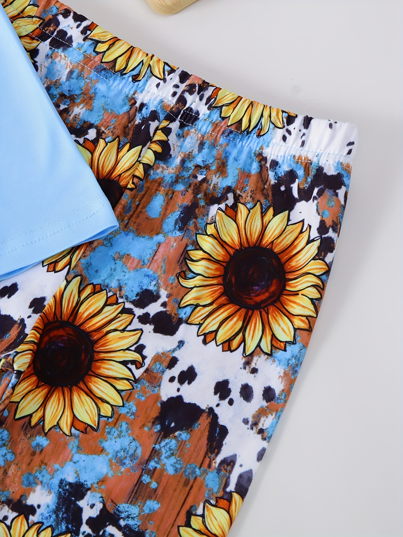 Sunflower Print Flare Pants – Aesthetic Clothing