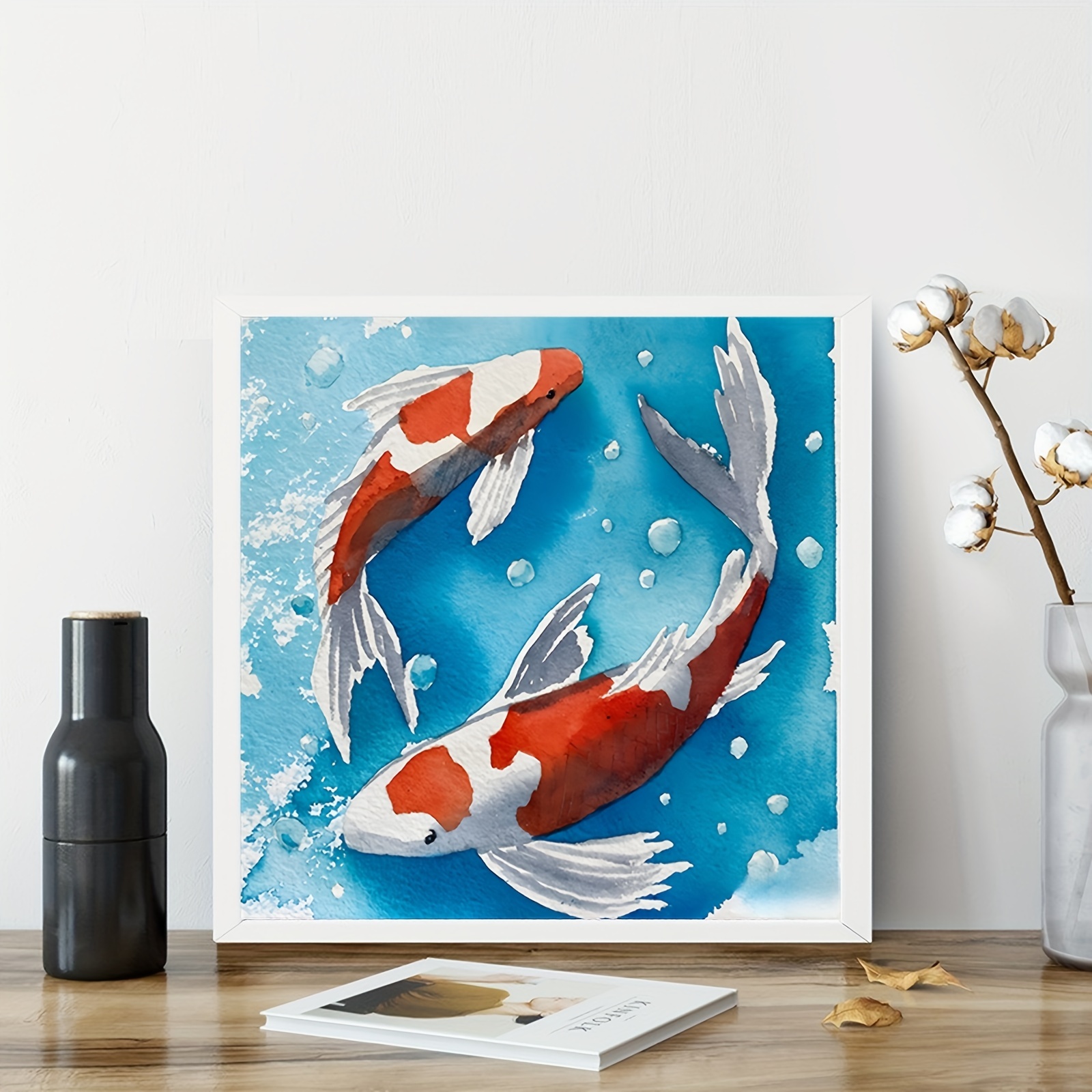 5d Diy Artificial Diamond Painted Ornamental Carp Painting Mosaic