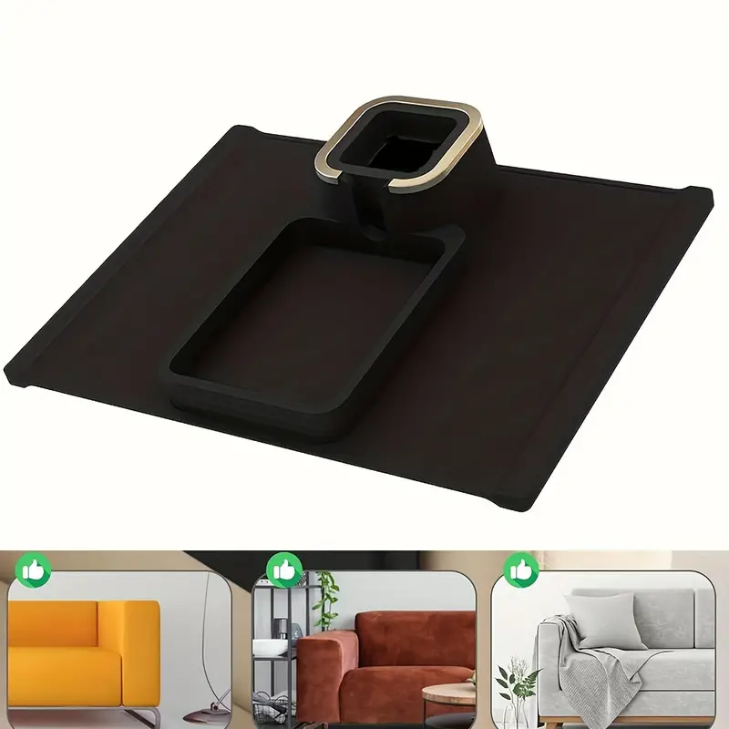 1pc Black Couch Cup Holder Tray Dual Sided Caddy Silicone Couch Caddy Couch  Arm Tray Holding Cups Drinks Remote Phones Snacks 6 Inch Wide Armrest  Required, Save Money Temu