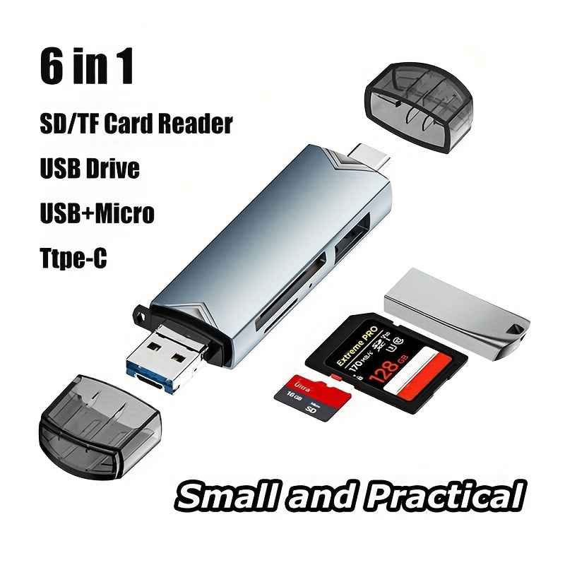 Mini adaptateur de carte Micro Sd Tf,pour ordinateur portable,PC,480Mpbs,transfert  de données,USB,haut-parleur,lecteur Audio de voiture - Type Black reader
