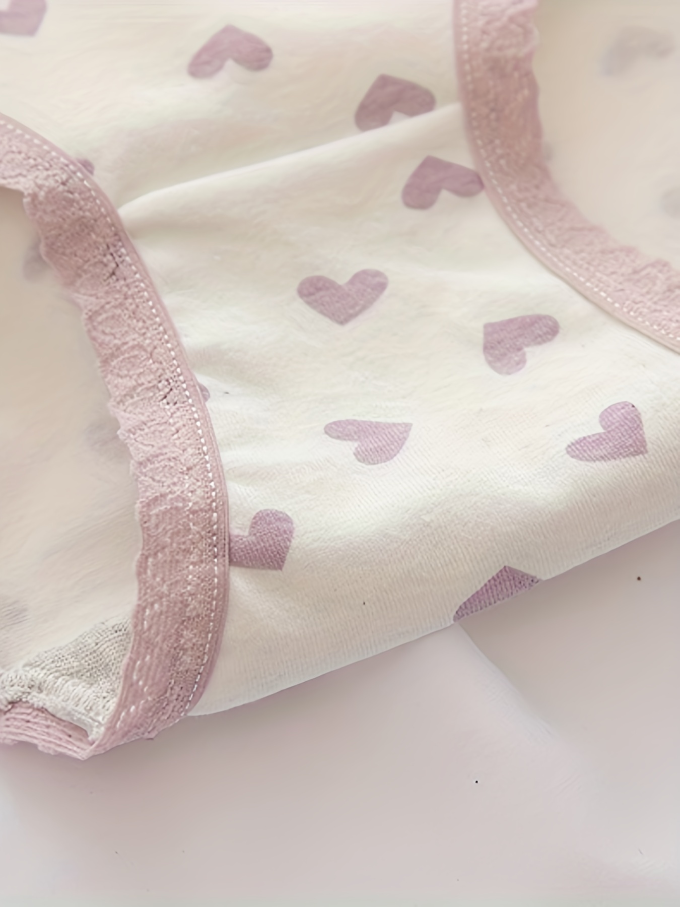 5pcs Heart Print Briefs, Comfy & Cute Bow Tie Intimates Panties, Women's  Lingerie & Underwear