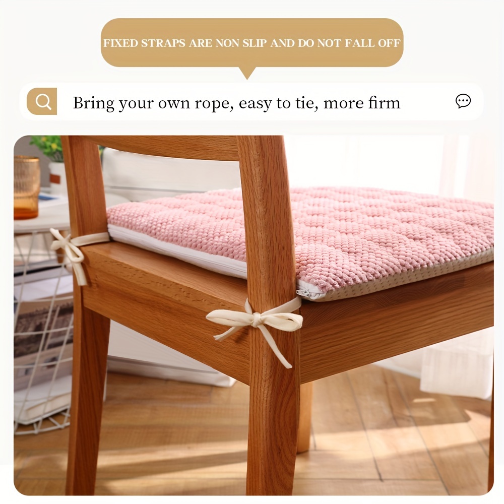Kitchen Chair Pad Seat Cushion with Tie Rope, Plain Color Pad for