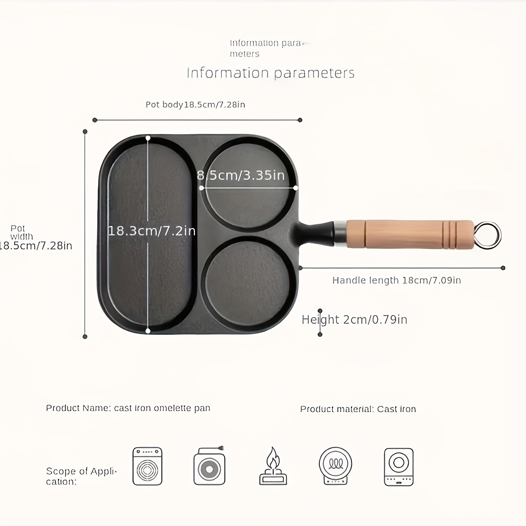 Cast Iron Pan Multi-functional Dual-purpose Partition Steak Frying