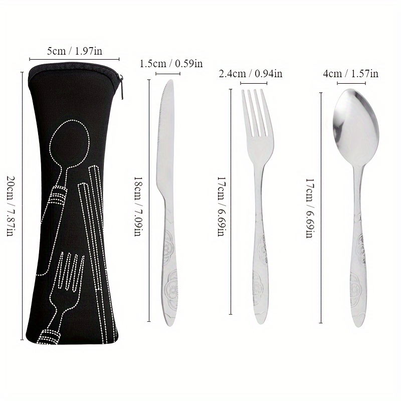 Portable Stainless Steel Cutlery Set With Bag - Perfect For Travel And  Outdoor Dining - Temu