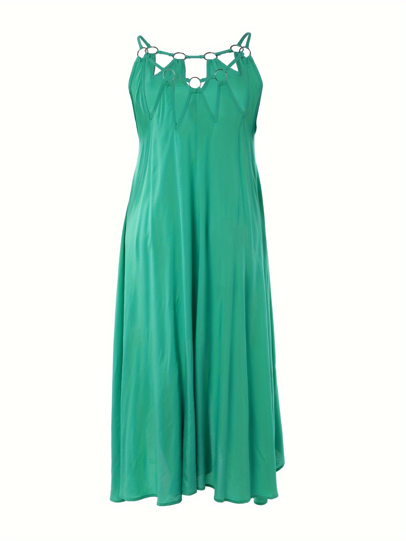 Sexy Plus Solid Halter Dress Asymmetric Trim M