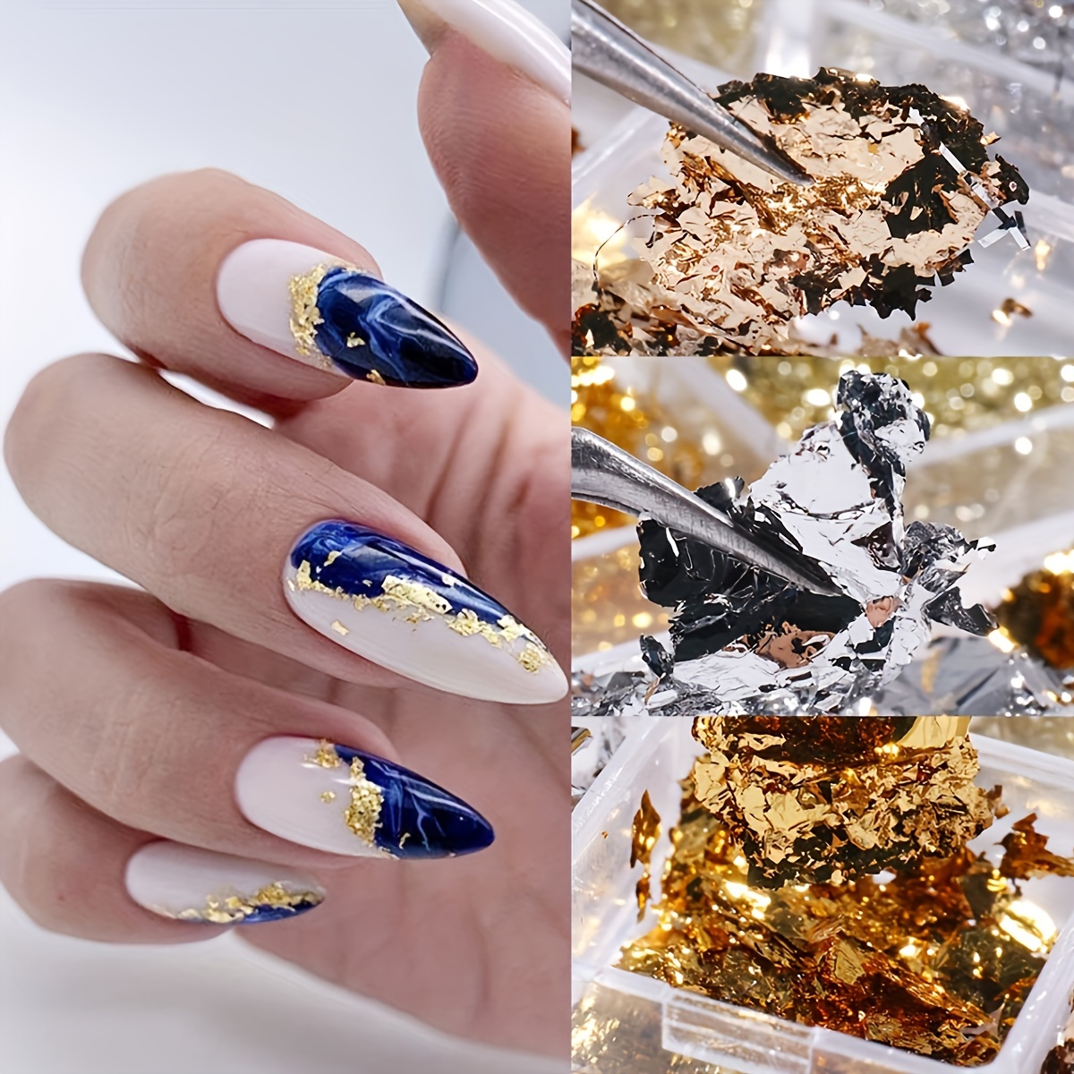 Nail Foil 3D Sparking Gold Flakes for Nails 6 Grids Metallic Nail  Gold&Silver